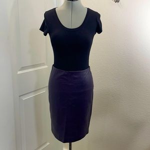 Deep Plum Leather Pencil Skirt